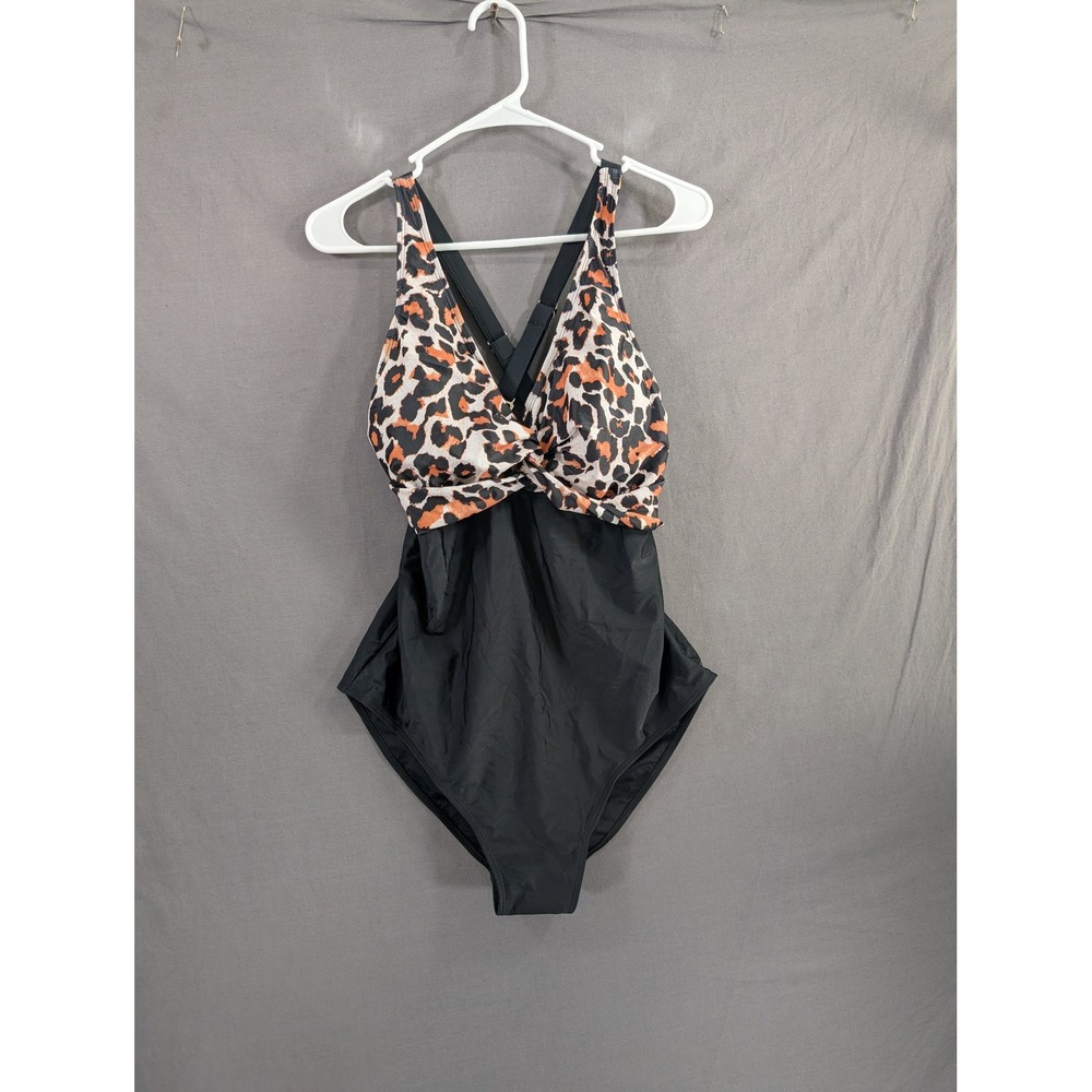 Aqua Eve Womens Plus Size Leopard Print One Piece Swimsuit 14W POA22001151